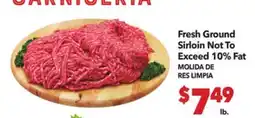 Vallarta Supermarkets Fresh Ground Sirloin Not To Exceed 10% Fat / MOLIDA DE RES LIMPIA offer