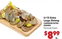Vallarta Supermarkets U-15 Extra Large Shrimp offer
