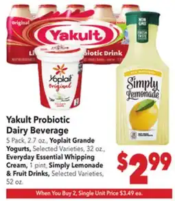 Vallarta Supermarkets Yakult Probiotic offer