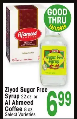 Jewel-Osco Ziyad Sugar Free Syrup 22 oz. or Al Ahmeed Coffee 8 oz offer
