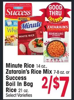 Jewel-Osco Minute Rice 14 oz., Zatarain's Rice Mix 7-8 oz. or Success Boil In Bag Rice 21 oz offer