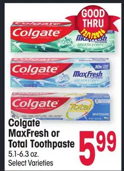 Jewel-Osco Colgate MaxFresh or Total Toothpaste offer