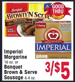 Jewel-Osco Imperial Margarine 16 oz. or Banquet Brown & Serve Sausage 6.4 oz offer