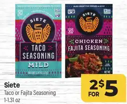 Tony’s Fresh Market Siete Taco or Fajita Seasoning offer