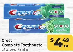 Tony’s Fresh Market Crest Complete Toothpaste offer