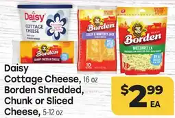 Tony’s Fresh Market Daisy Cottage Cheese or Borden Shredded, Chunk or Sliced Cheese offer