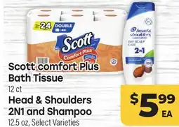 Tony’s Fresh Market Scott comfort Plus Bath Tissue, Head & Shoulders 2N1 and Shampoo offer