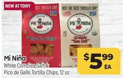 Tony’s Fresh Market Mi Niña White Corn Seal Salt & Pico de Gallo Tortilla Chips offer