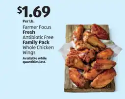 Aldi Farmer Focus Fresh Antibiotic Free Family Pack Whole Chicken Wings offer