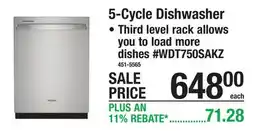 Menards 5-Cycle Dishwasher offer
