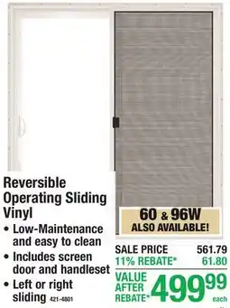 Menards Reversible Operating Sliding Vinyl offer