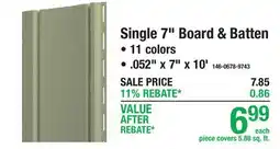 Menards Single 7 Board & Batten .052 x 7 x 10' offer