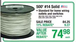 Menards 500' #14 Solid offer