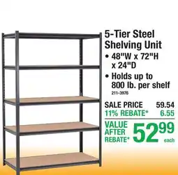 Menards 5-Tier Steel Shelving Unit offer