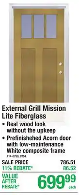 Menards External Grill Mission Lite Fiberglass offer