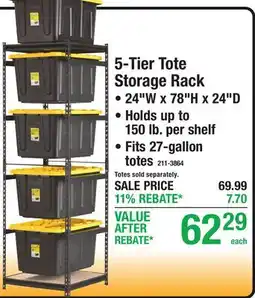Menards 5-Tier Tote Storage Rack offer