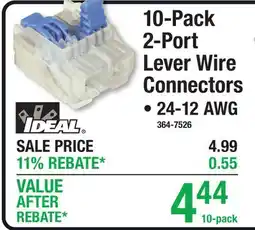 Menards 10-Pack 2-Port Lever Wire Connectors offer