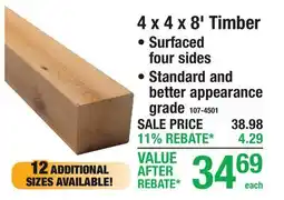 Menards 4 x 4 x 8' Timber offer