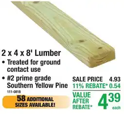 Menards 2 x 4 x 8' Lumber offer