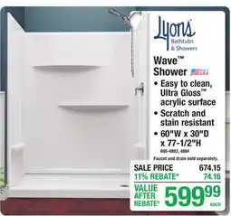 Menards Lyons Bathtubs & Showers Wave Shower offer