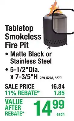 Menards Tabletop Smokeless Fire Pit offer