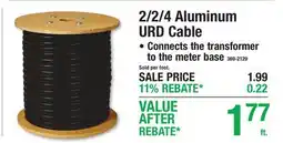 Menards 2/2/4 Aluminum URD Cable offer