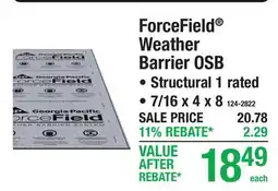 Menards ForceField Weather Barrier OSB offer