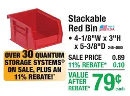 Menards Stackable Red Bin offer