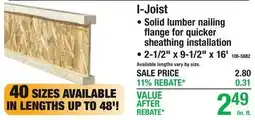 Menards I-Joist offer
