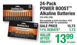 Menards Duracell 24-Pack POWER BOOST Alkaline Batteries offer