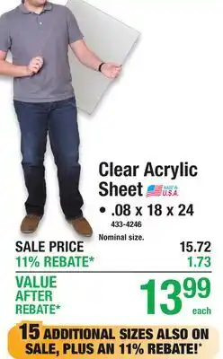 Menards Clear Acrylic Sheet .08 x 18 x 24 offer