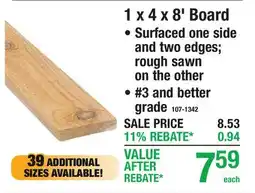 Menards 1 x 4 x 8' Board offer