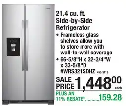 Menards 21.4 cu. ft. Side-by-Side Refrigerator offer