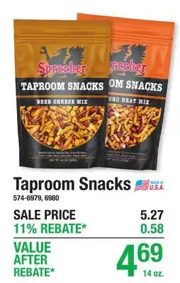 Menards Taproom Snacks offer
