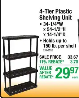 Menards 4-Tier Plastic Shelving Unit offer