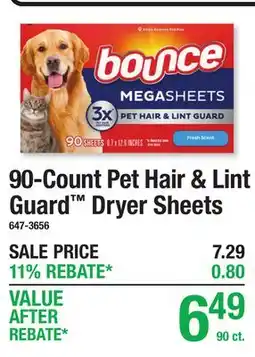 Menards 90-Count Pet Hair & Lint Guard Dryer Sheets offer