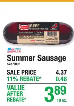 Menards Summer Sausage offer