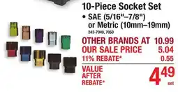 Menards 10-Piece Socket Set offer