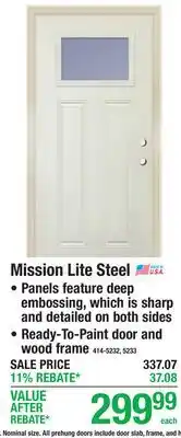 Menards Mission Lite Steel offer