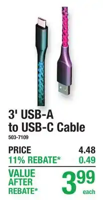 Menards 3' USB-A to USB-C Cable offer