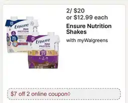 Walgreens Ensure Nutrition Shakes offer