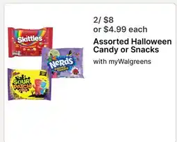 Walgreens Assorted Halloween Candy or Snacks offer