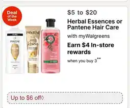 Walgreens Herbal Essences or Pantene Hair Care offer