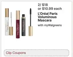 Walgreens L'Oréal Paris Voluminous Mascara offer