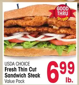Jewel-Osco USDA CHOICE Fresh Thin Cut Sandwich Steak offer