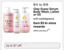 Walgreens Olay Super Serum Body Wash, Lotion or Oil offer