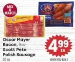 Tony’s Fresh Market Oscar Mayer Bacon, Scott Pete Polish Sausage offer
