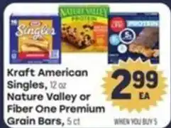 Tony’s Fresh Market Kraft American Singles or Nature Valley or Fiber One Premium Grain Bars offer