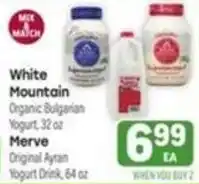 Tony’s Fresh Market White Mountain Organic Bulgarian Yogurt, Merve Original Ayran Yogurt Drink offer