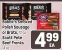 Tony’s Fresh Market Bobak's Smoked Polish Sausage or Brats, Scott Pete Beef Franks offer